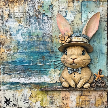 Easter Sign, Bunny in Hat,, DCO-12728, Sign For Wreath, 10x10